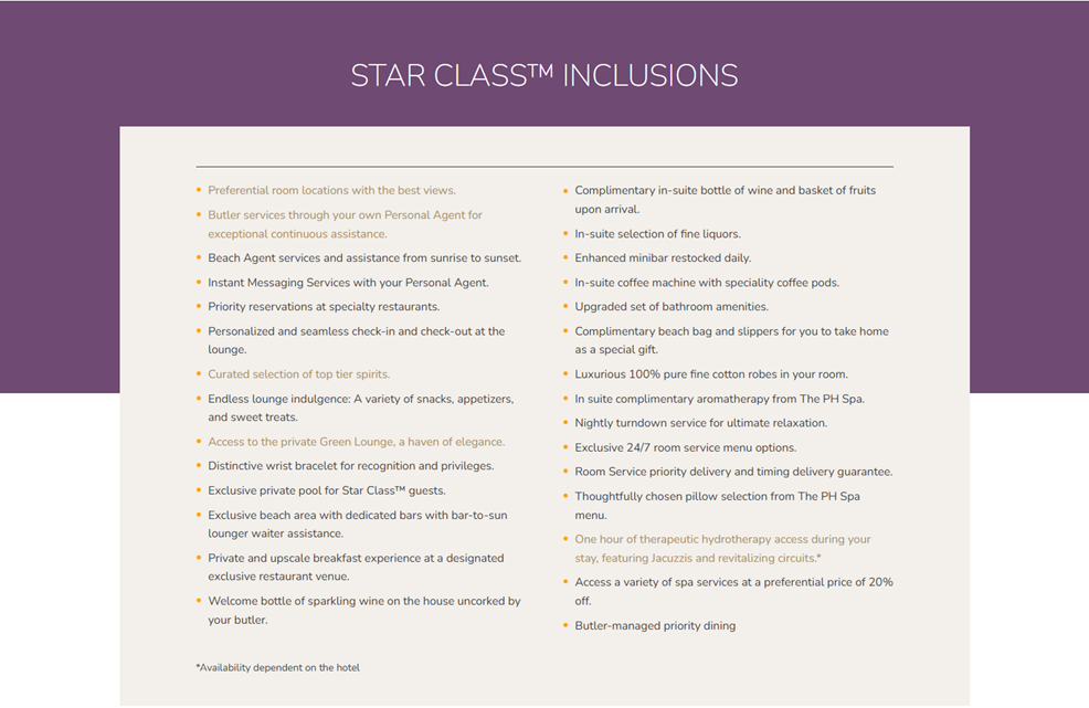 Star Class Inclusions at Planet Hollywood Cancun